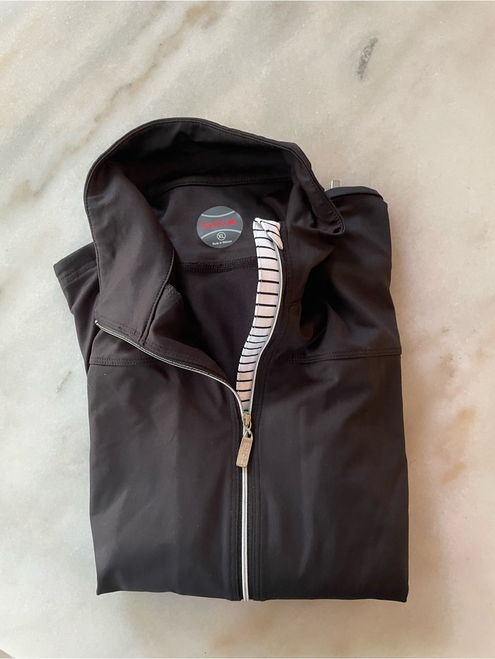 bolle Black Full-Zip Women's zip up with Striped Trim size XL